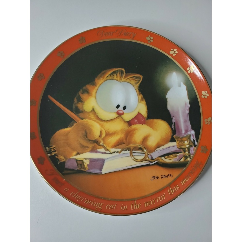 Garfield Cat Jim Davis Dear Diary Danbury Mint Plate The Charming Cat-1990